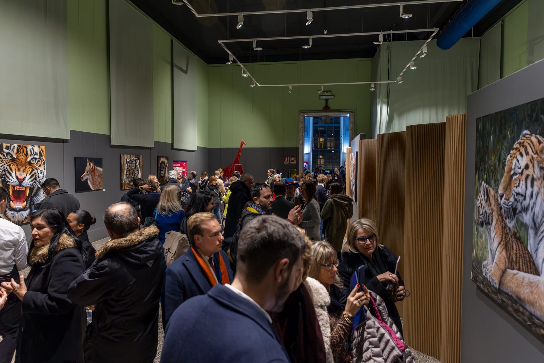 Opening view of Mimesis. Ritratti animali by Marco Grasso at the Natural History Museum of Milan, 2024