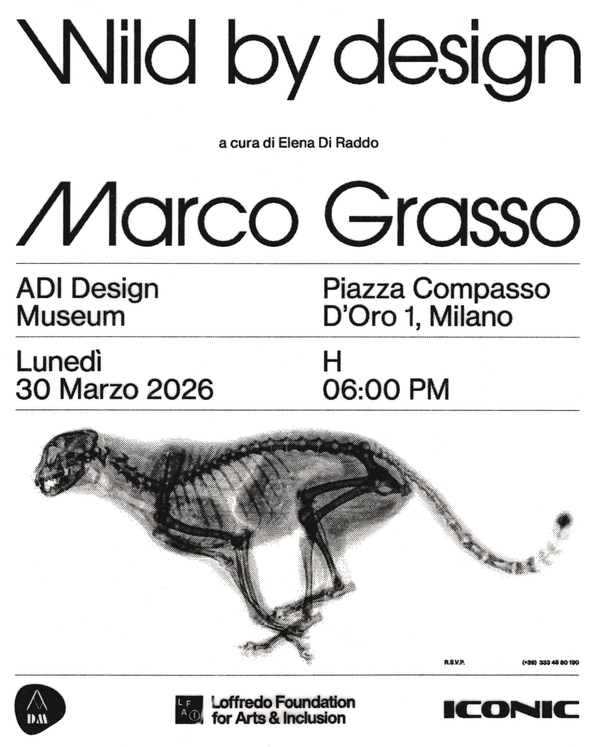 Invito della mostra Wild by Design di Marco Grasso all’ADI Design Museum, Milano, 2026