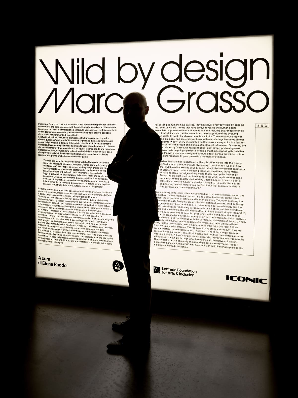 Wall text detail from Marco Grasso’s Wild by Design at ADI Design Museum, Milan, 2026