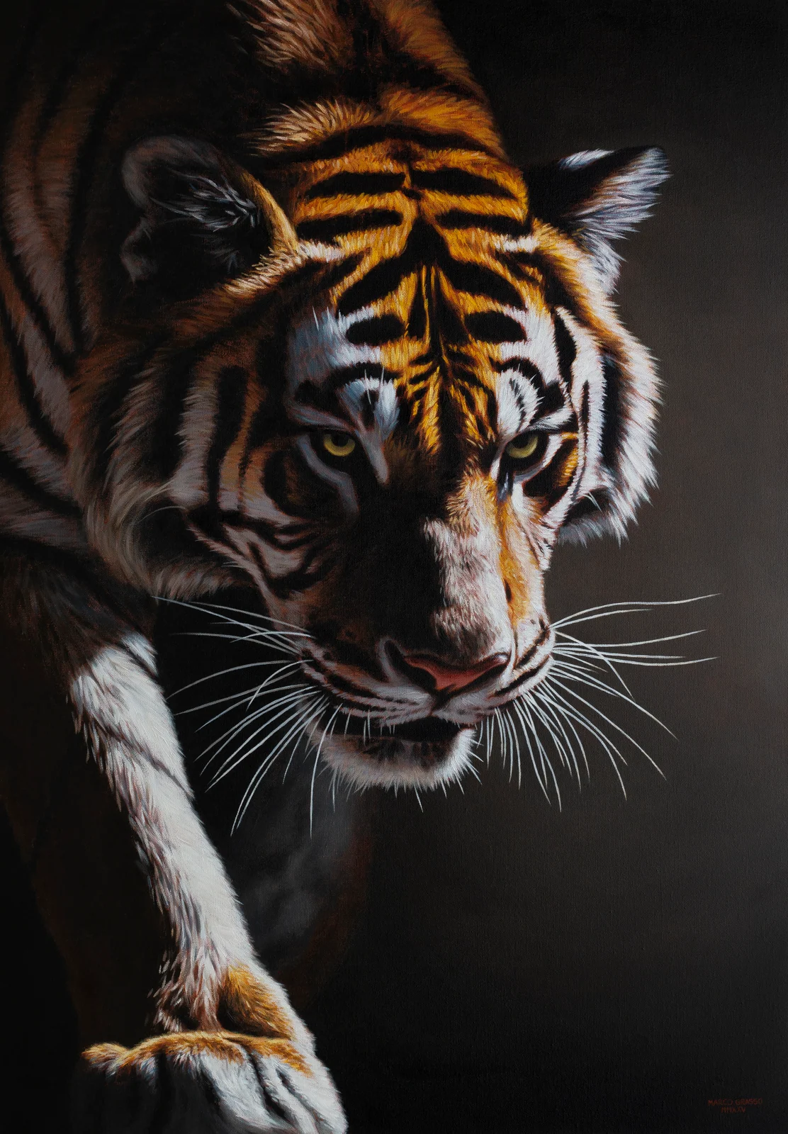 Stepping into the Arena, Oil on canvas, artwork by Marco Grasso